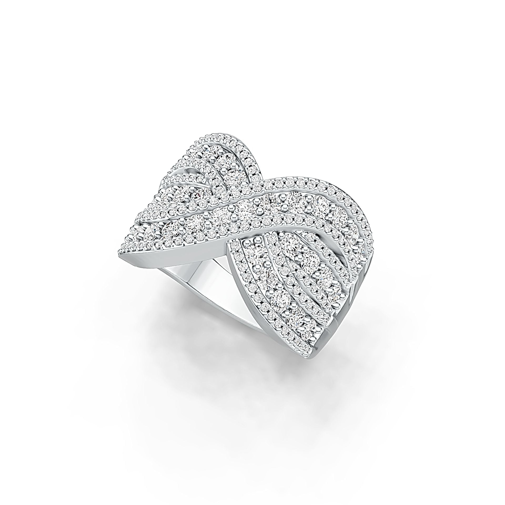 Sterling Silver Ring Multi-Row Crossover with White Topaz or Moissanite - Syzjewelry
