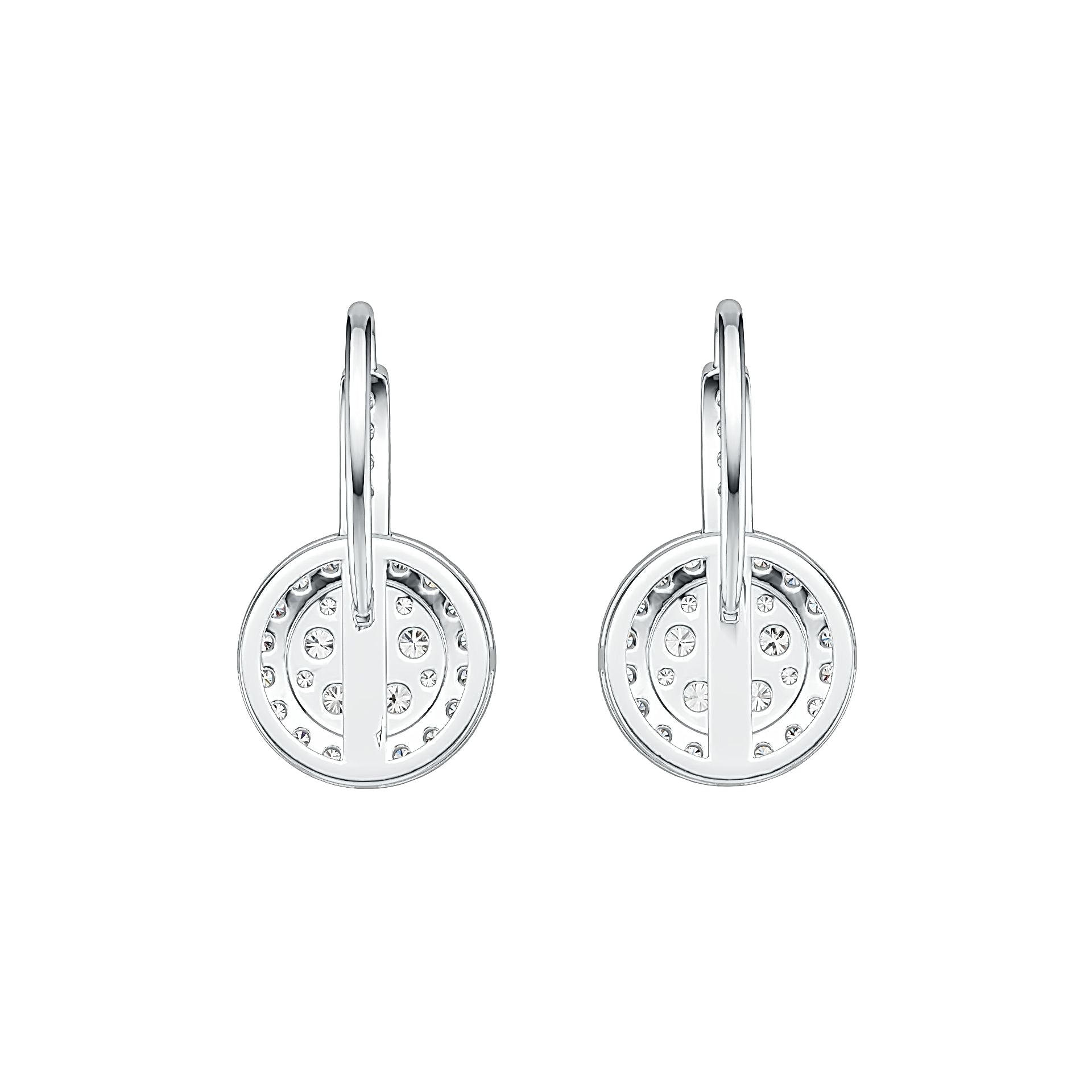 Platinum Earrings Round Cluster Earring Leverback with White Topaz or Moissanite Diamond Accent DHJ