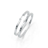Sterling Silver Hoop Earrings Round with White Topaz or Moissanite DHJ
