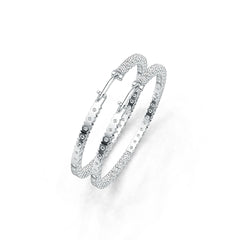Sterling Silver Hoop Earrings Round with White Topaz or Moissanite DHJ