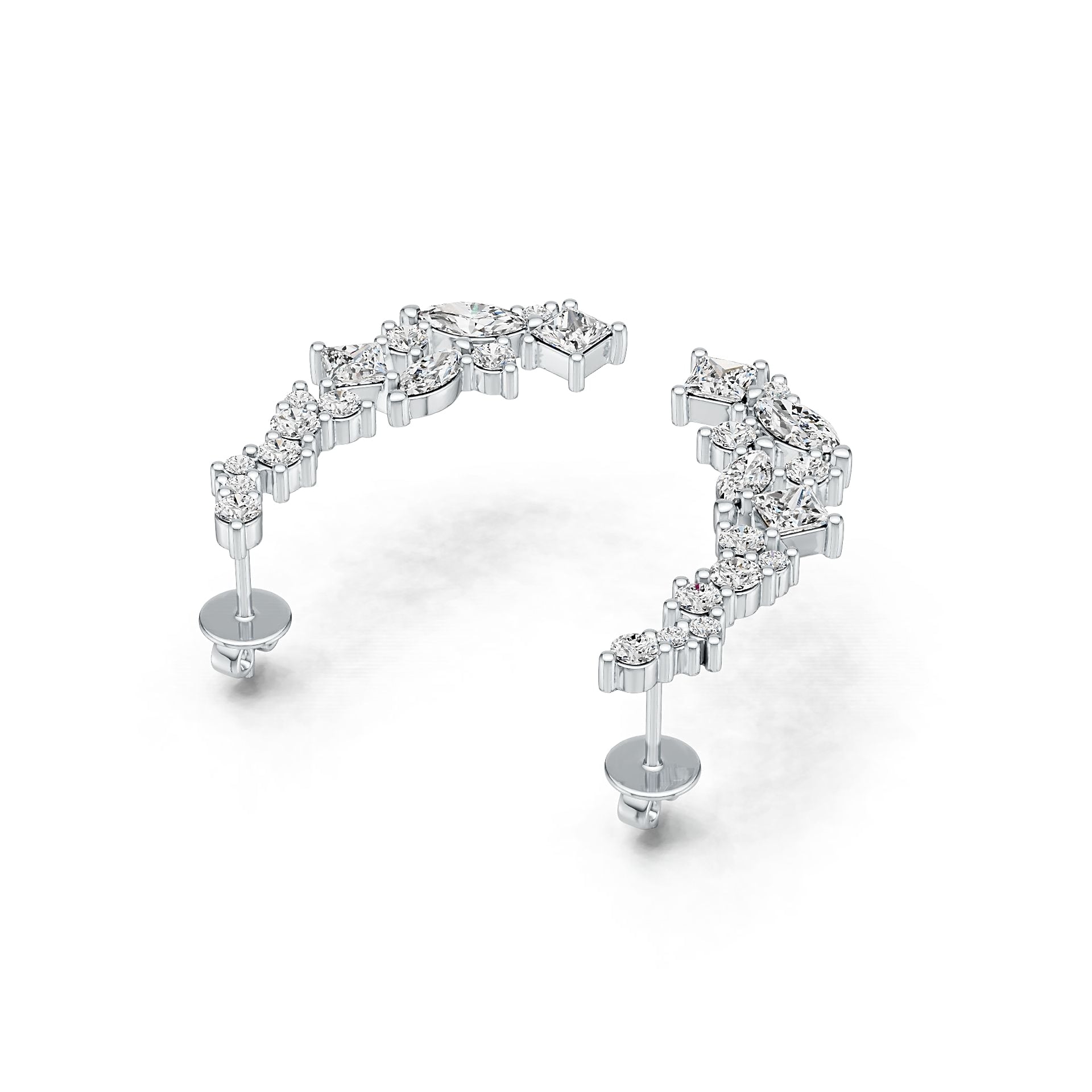 Platinum Semi Mount Earrings Setting Marquise MQ 6X3mm MQ 5X2.5mm SQ 3X3mm Diamond Accent DHJ