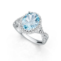 Sterling Silver Semi Mount Ring Setting Oval OV 10X8mm Halo Twist Shank Syzjewelry
