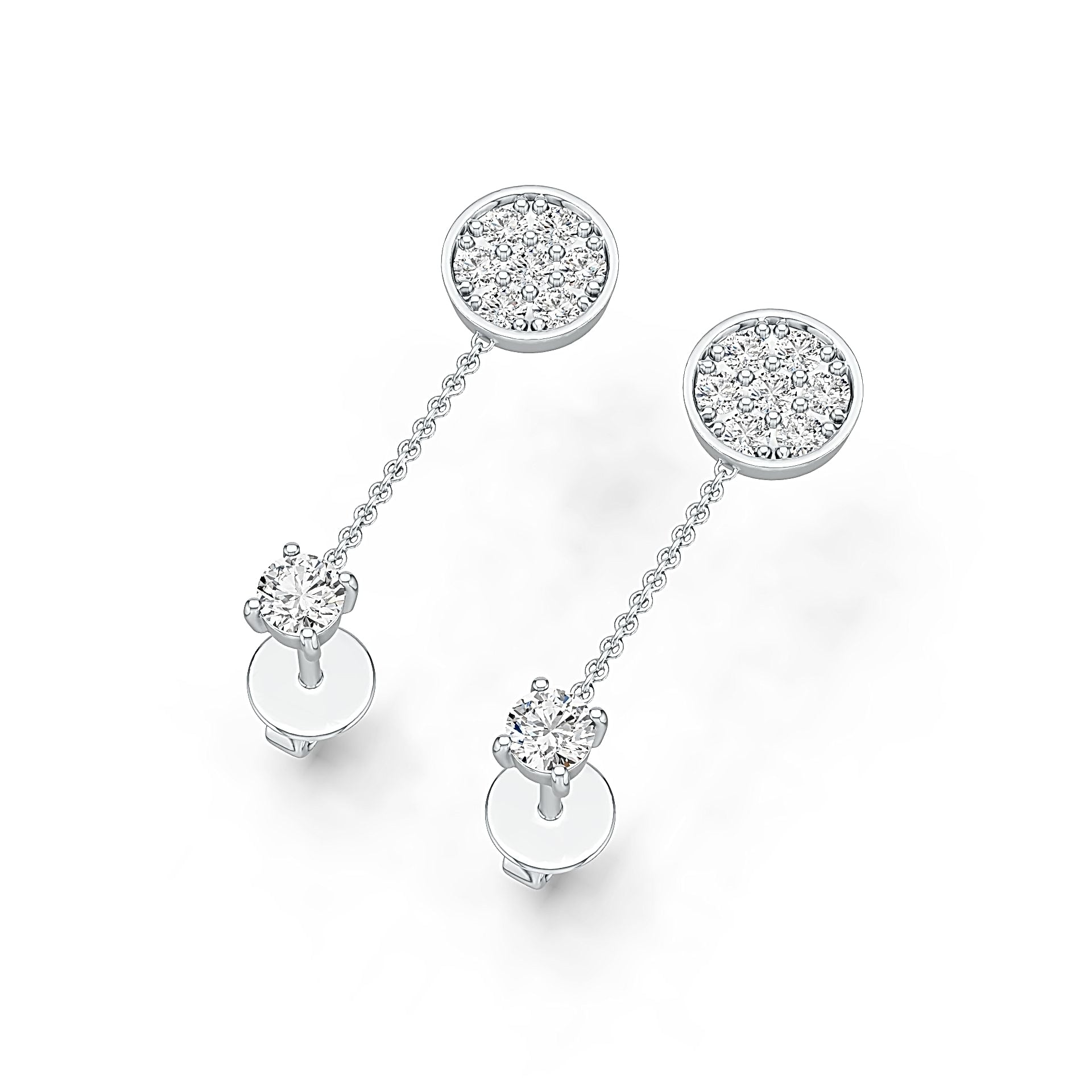 18K Gold Semi Mount Earrings Setting Round RD 3.5mm Diamond Accent DHJ