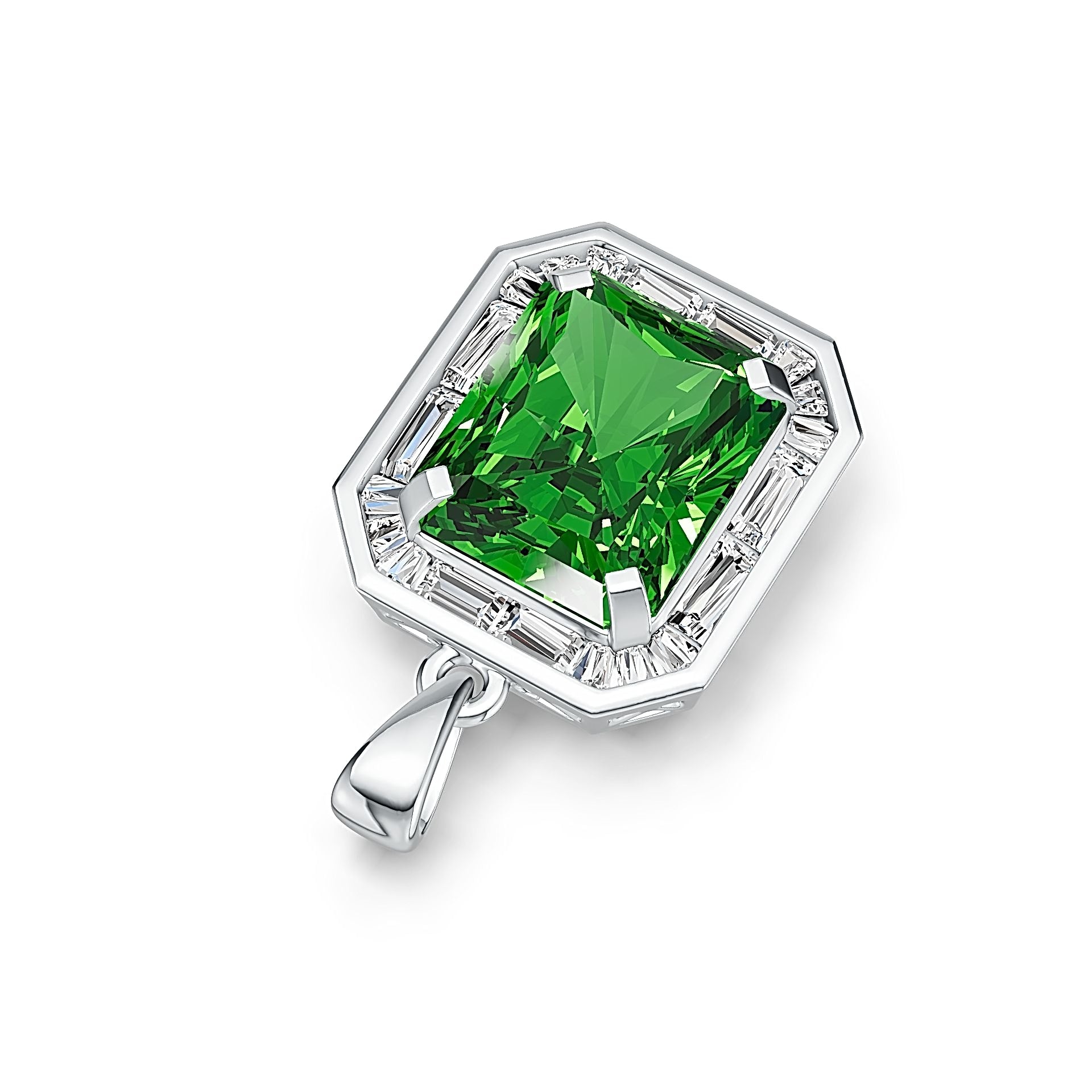 Sterling Silver Semi Mount Pendant Setting Emerald OCT 12X10mm DHJ