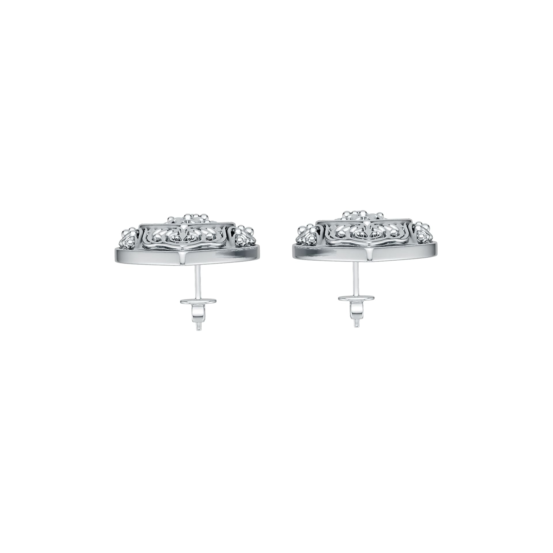 18K Gold Semi Mount Earrings Setting Round Ro 6x6mm Syz Jewelry