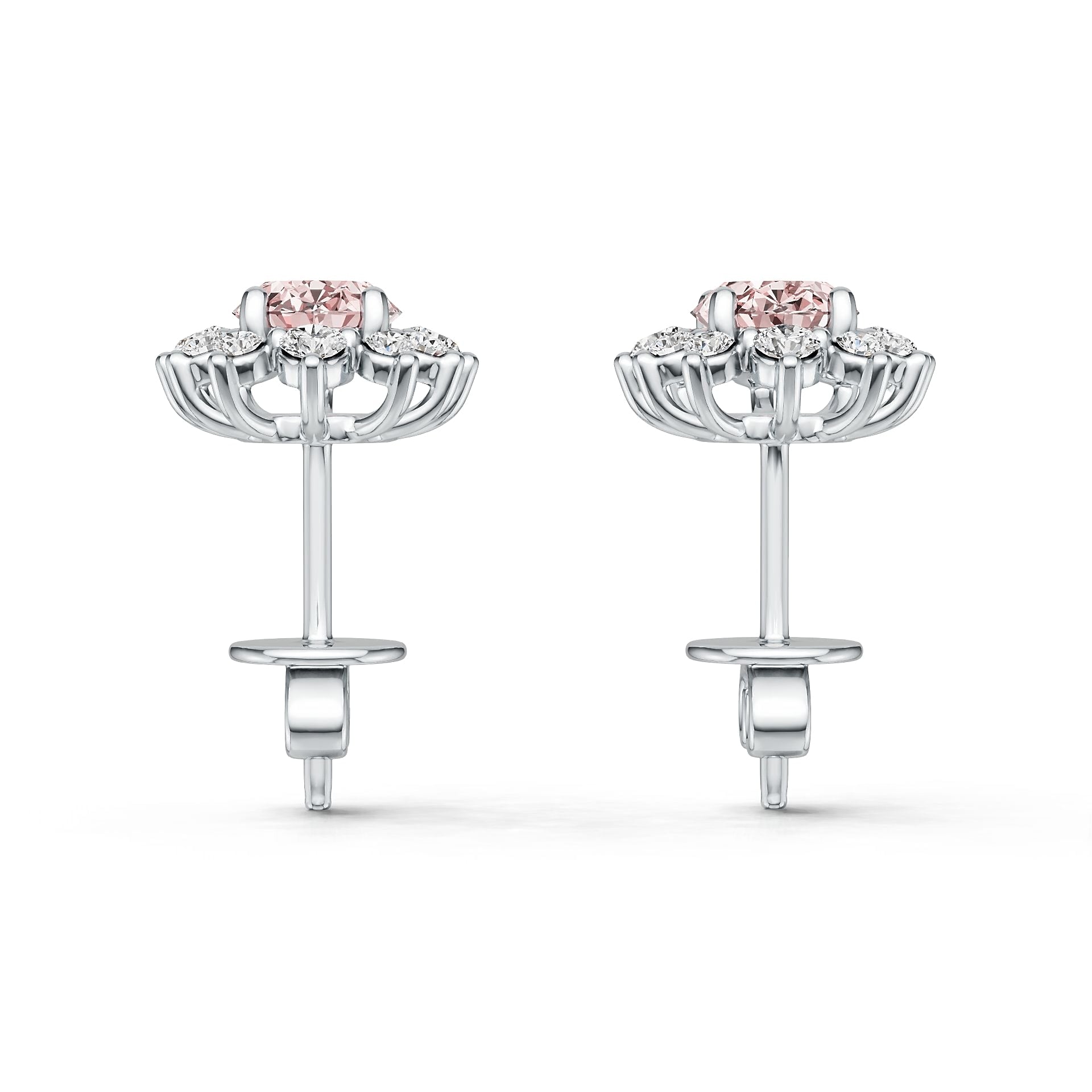Platinum Semi Mount Earrings Setting Oval Ov 7x5mm Diamond Accent Syz Jewelry