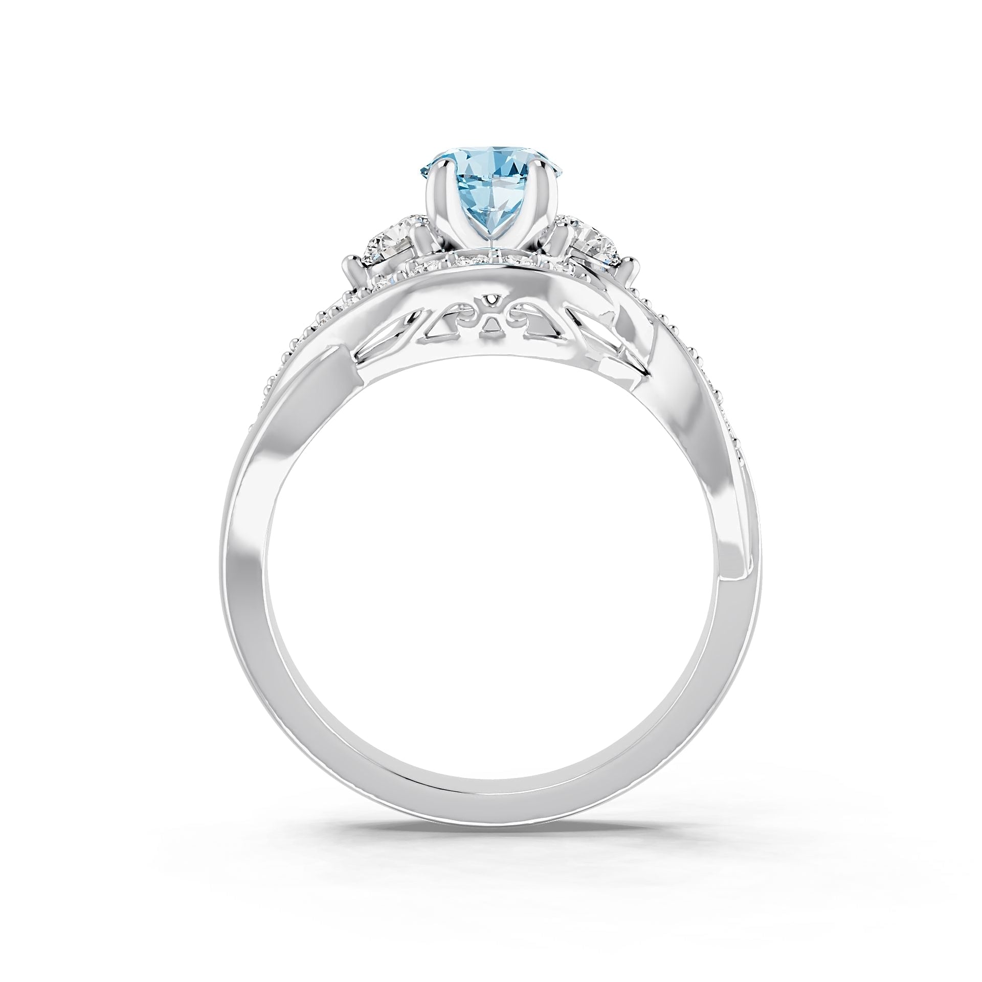 Platinum Semi Mount Ring Setting Round Ro 5x5mm Diamond Accent Syz Jewelry