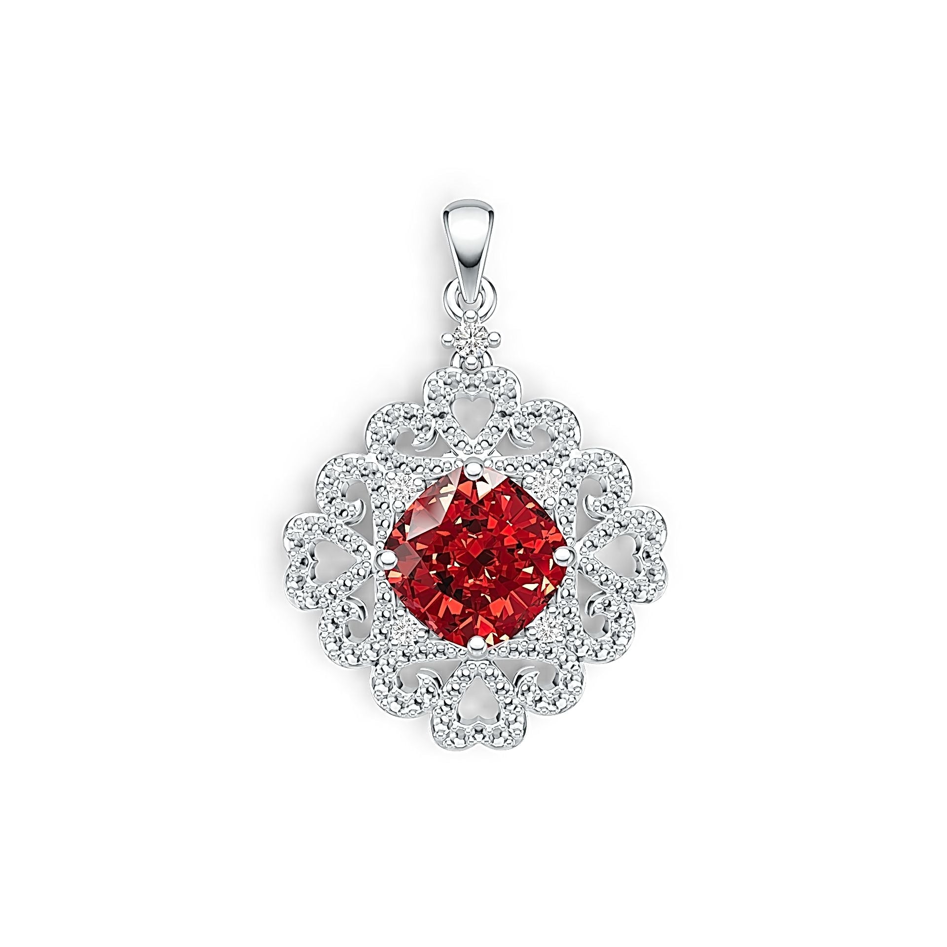 18K Gold Semi Mount Pendant Setting Cushion CU 10X10mm Diamond Accent DHJ