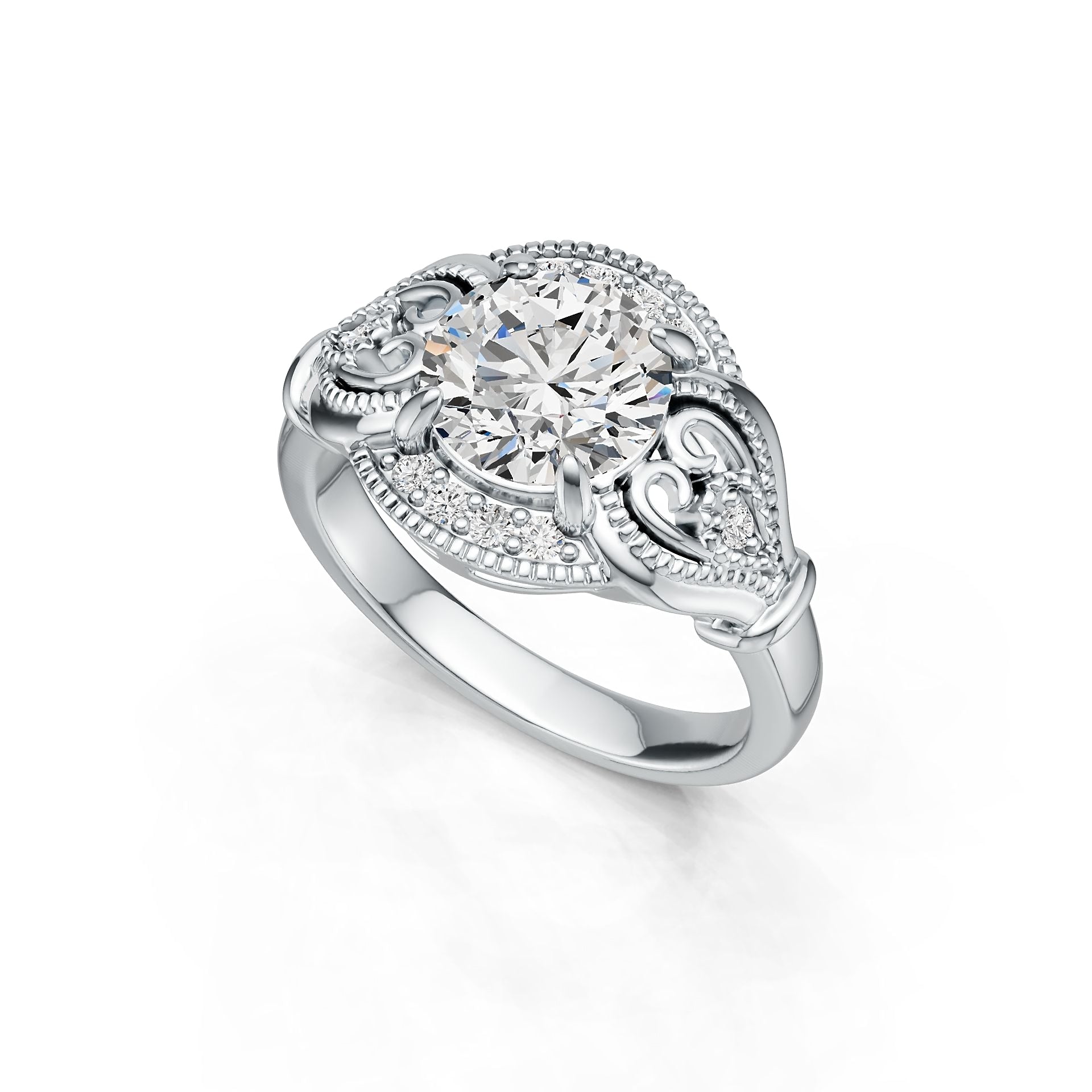 Sterling Silver Semi Mount Ring Setting Round RD 8x8mm DHJ