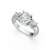 Sterling Silver Semi Mount Ring Setting Round RD 8x8mm OV 6x4mm 3-Stone Ring DHJ