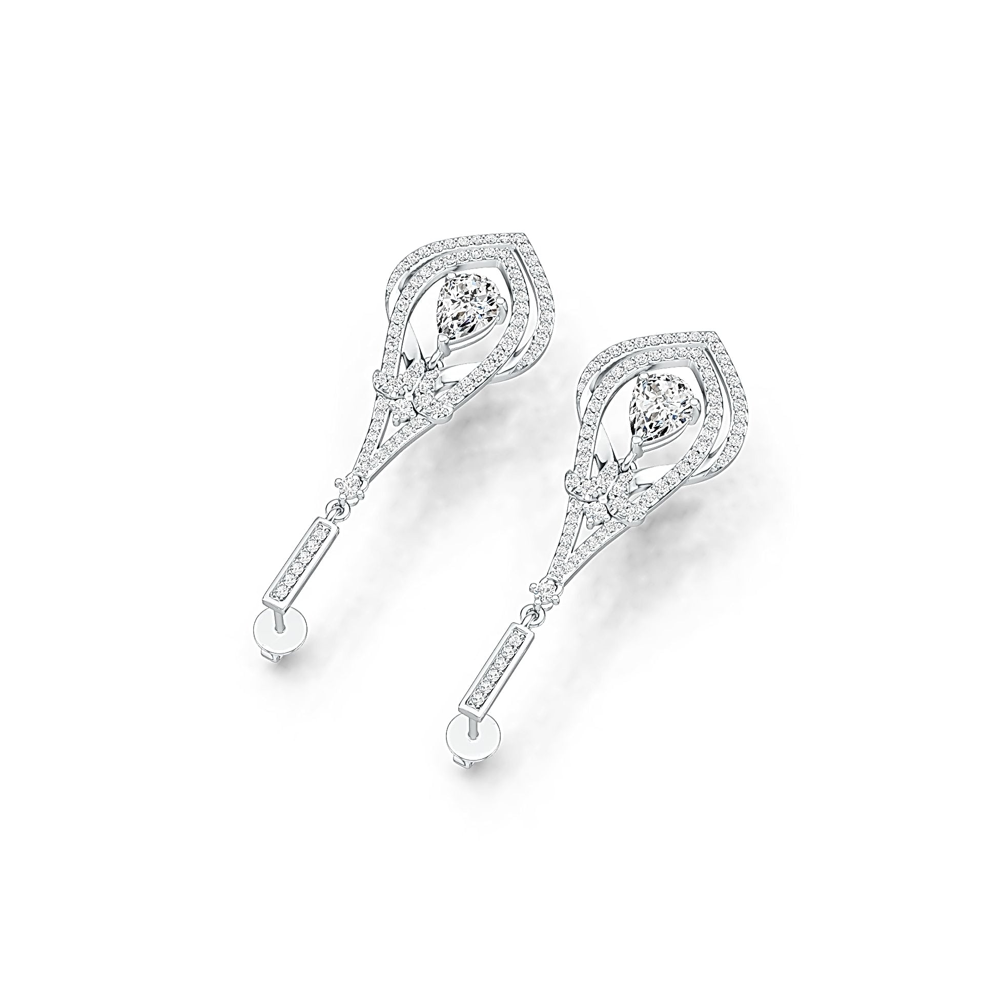 10K Gold Semi Mount Earrings Setting Pear PE 8x6mm with White Topaz Moissanite Accent DHJ
