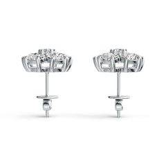 Platinum Semi Mount Earrings Setting Oval OV 4X3mm RD 3x3mm DHJ