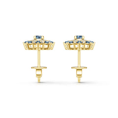 10K 14K Gold or 18K Gold Semi Mount Earrings Setting Round Rd Diamond Accent Syzjewelry