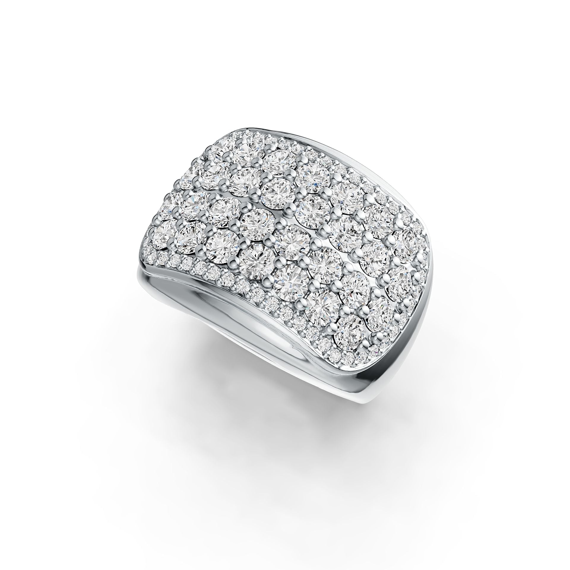 Sterling Silver Ring Multi-Row with White Topaz or Moissanite DHJ