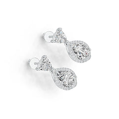 Sterling Silver Semi Mount Earrings Setting Pear PE 10X7mm TRI 6Xmm Syzjewelry