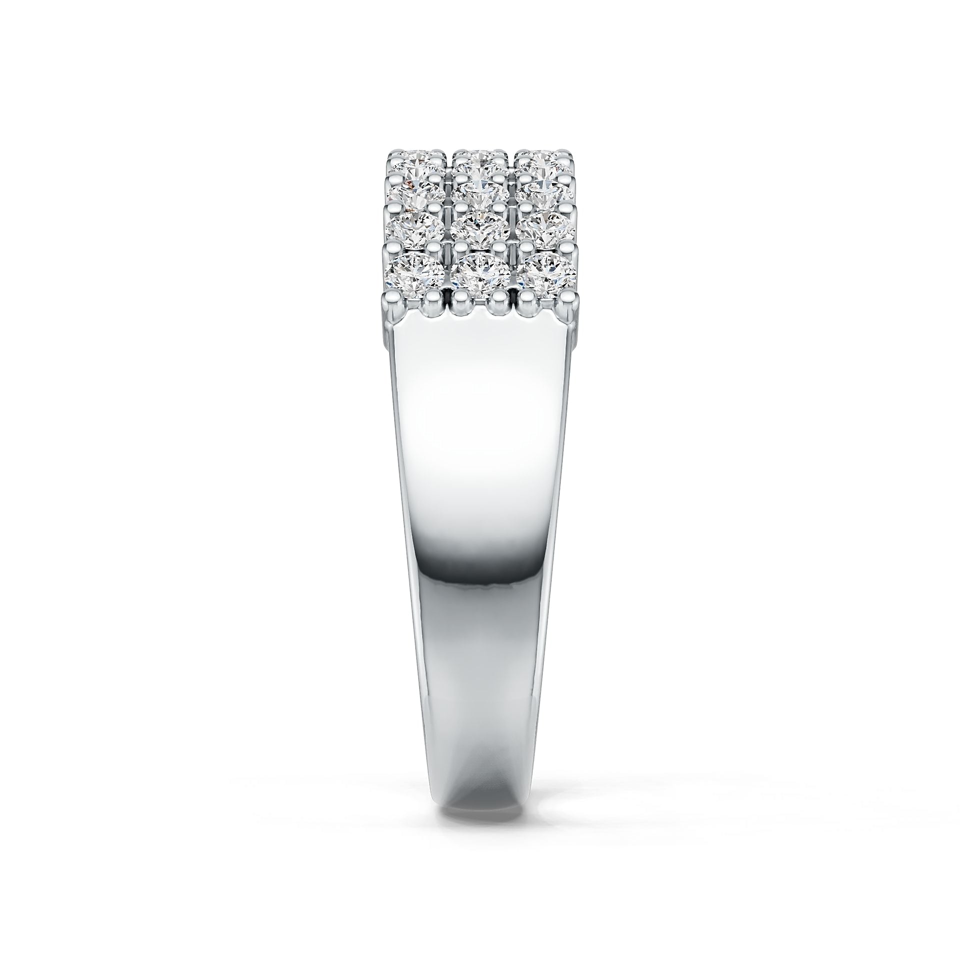 18K Gold Ring with or Moissanite Three-Row Half-Eternity Ring Diamond Accent DHJ