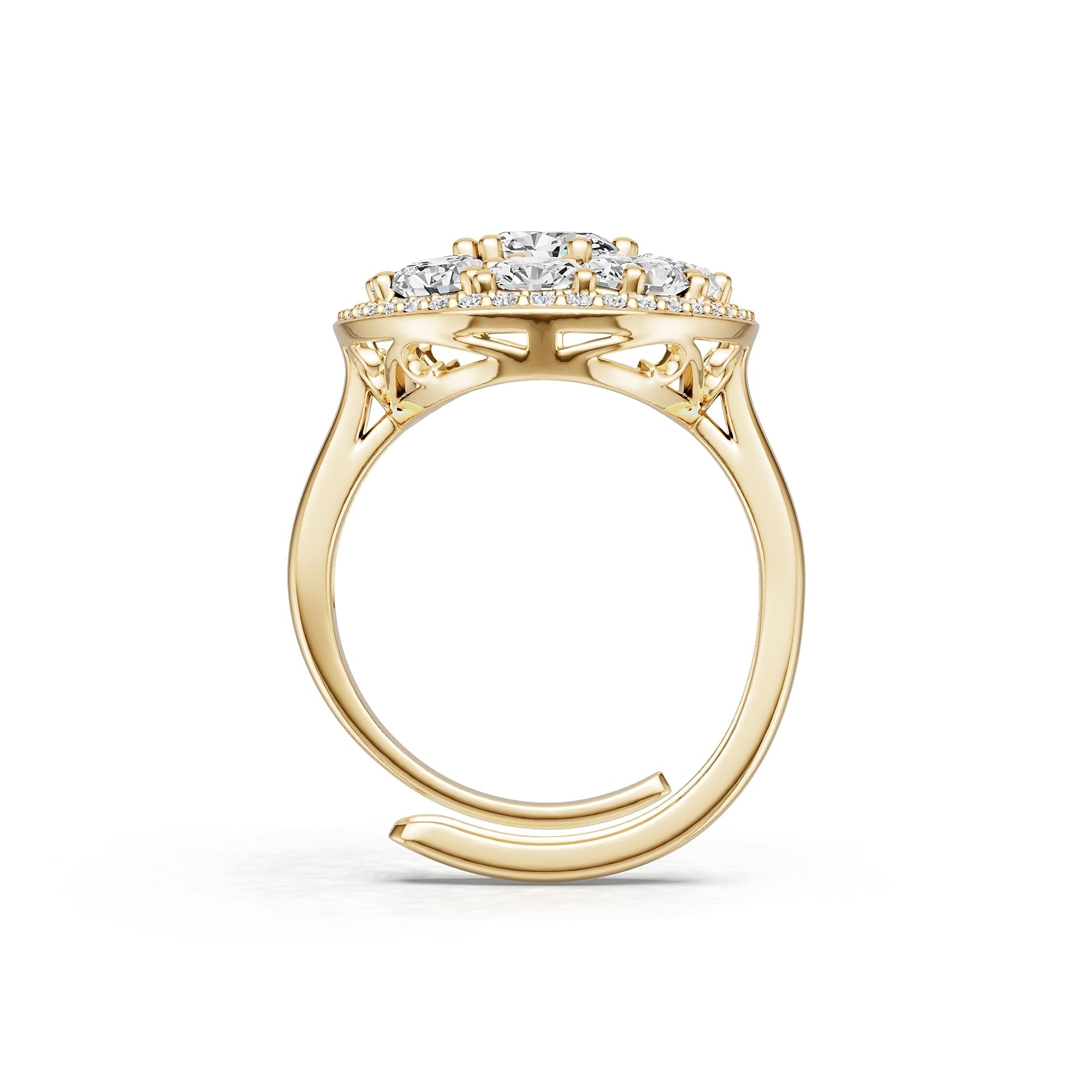 18K Gold Semi Mount Ring Setting Round Ro 6x4mm Diamond Accent Syz Jewelry