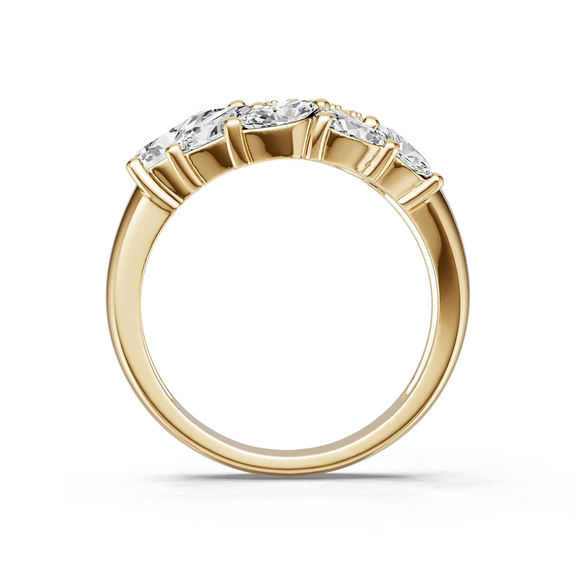10K Gold Semi Mount Ring Setting Round Ro 8x5mm Moissanite Accent Syz Jewelry