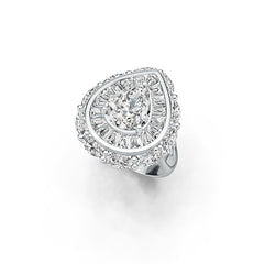 Sterling Silver Semi Mount Ring Setting Pear PE 11X9mm Baguette 3X2mm MQ 6X3mm DHJ