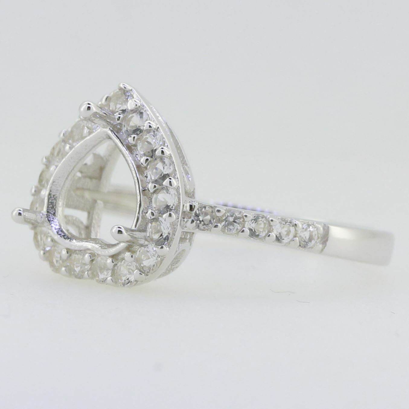 Platinum Semi Mount Ring Setting Heart HT 8X8mm Halo Diamond Accent Syzjewelry