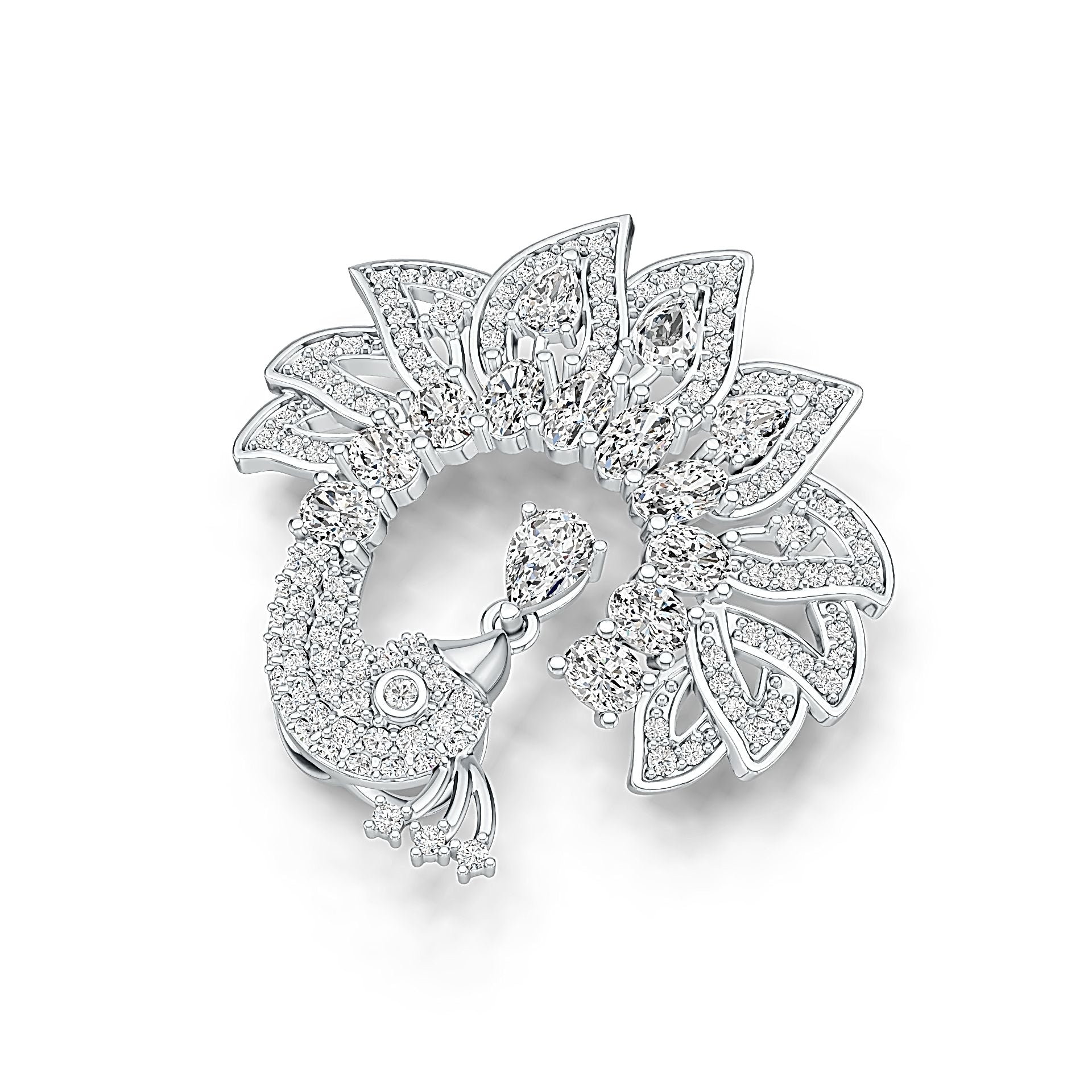 Sterling Silver Semi Mount Pendant Setting Pear PE 6x4mm Peacock Pendant DHJ