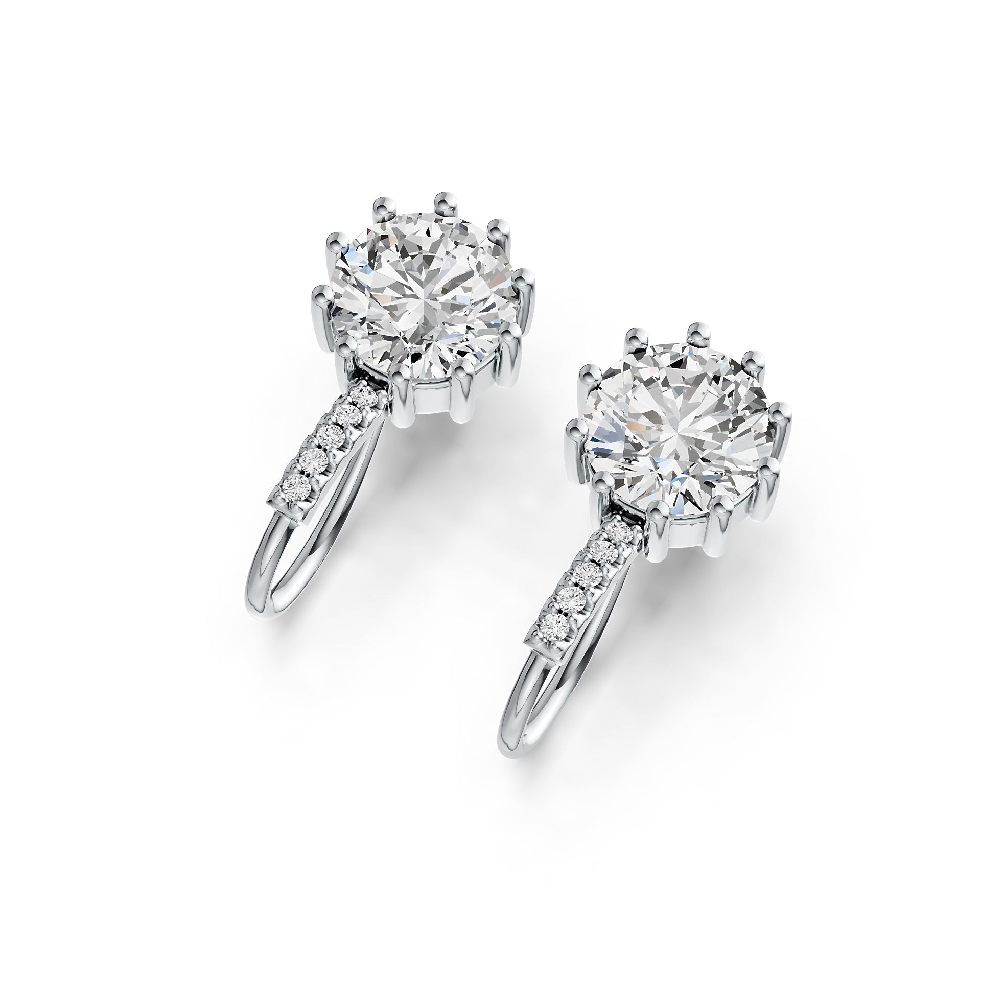 10K Gold Semi Mount Earrings Setting Round RD 8x8mm Moissanite Accent DHJ