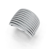 Sterling Silver Multi-Row Band Ring with White Topaz or Moissanite DHJ