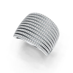 Sterling Silver Multi-Row Band Ring with White Topaz or Moissanite DHJ