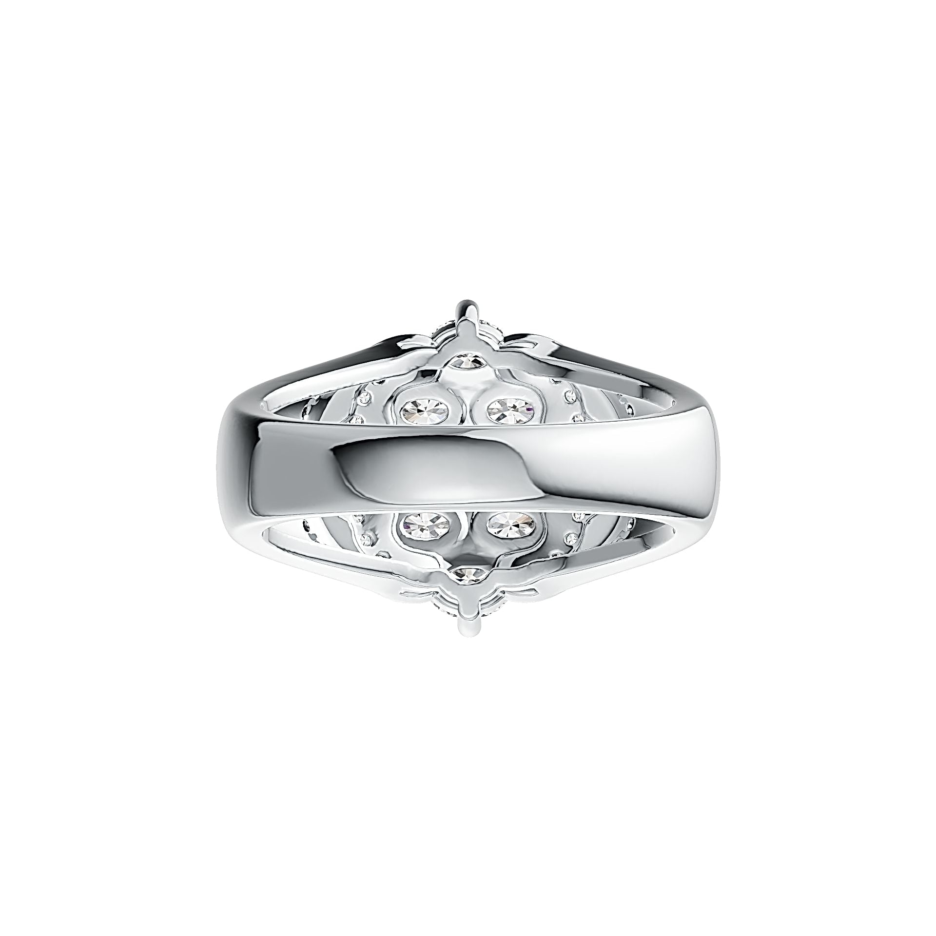10K Gold Semi Mount Ring Setting Oval OV 4X3mm with Moissanite Accent DHJ