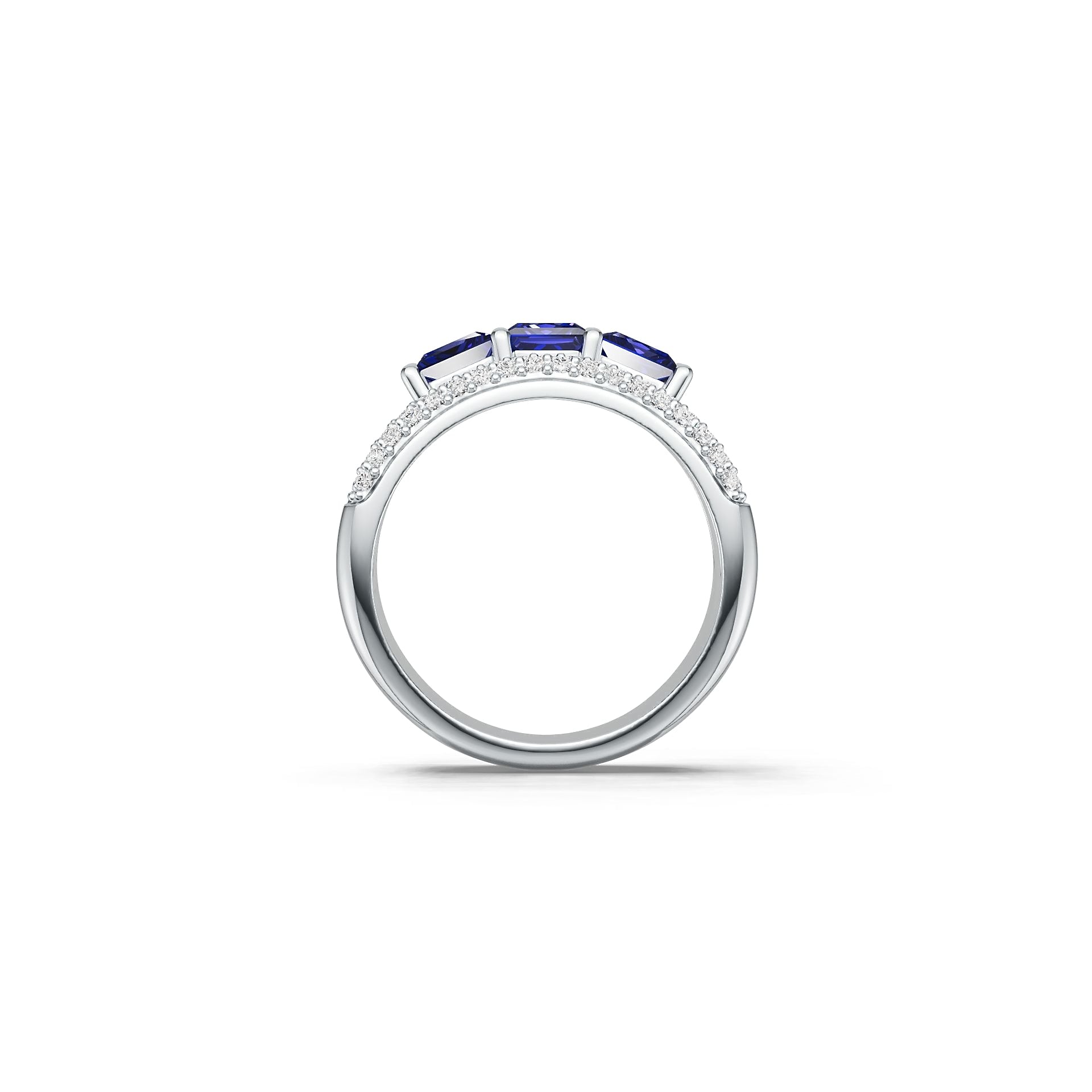 Sterling Silver Semi Mount Ring Setting SQ 4.5x4.5mm Men's Band Ring 3 Stones Syzjewelry