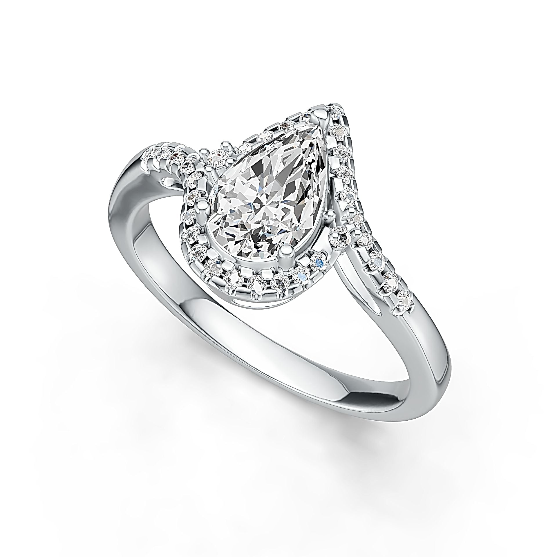 Sterling silver semi mount ring setting with pear 9.5x6mm center mount and sleek polished band design