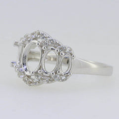 Platinum Semi Mount Ring Setting Oval OV 8X6mm 6x4mm 5x3m Whi Diamond Accent Syzjewelry