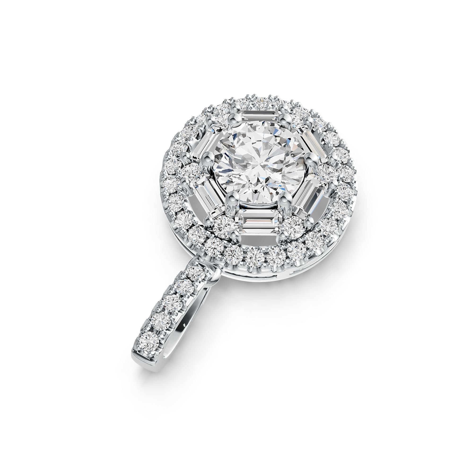 14K Gold Semi Mount Pendant Setting Round RD 8x8mm Halo Diamond Accent DHJ