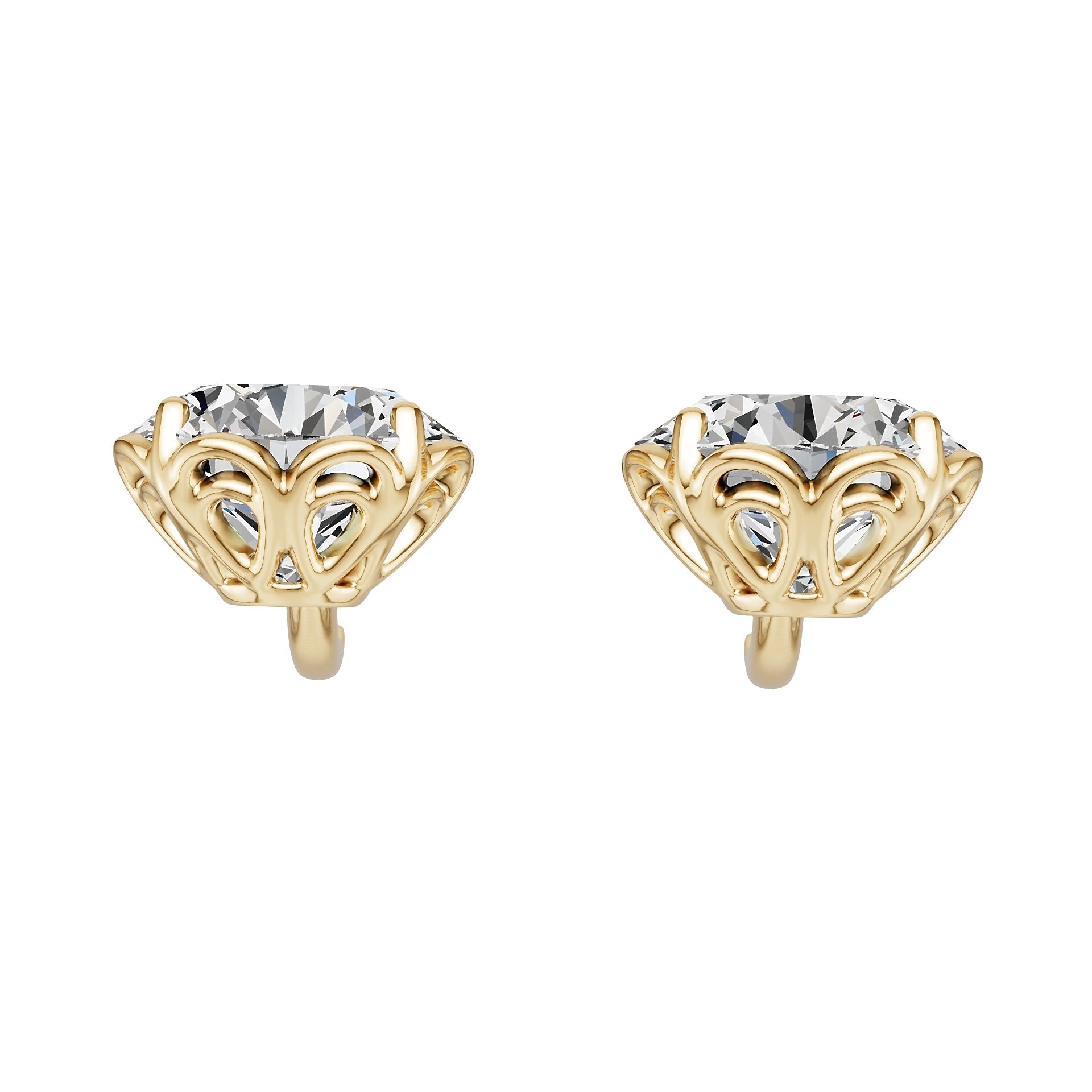 18K Gold Semi Mount Earrings Setting Round Ro 6x6mm Syz Jewelry