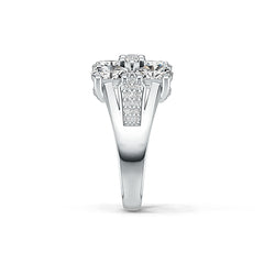 Platinum Semi Mount Ring Setting Oval OV 6X4mm with White Topaz Diamond Accent DHJ