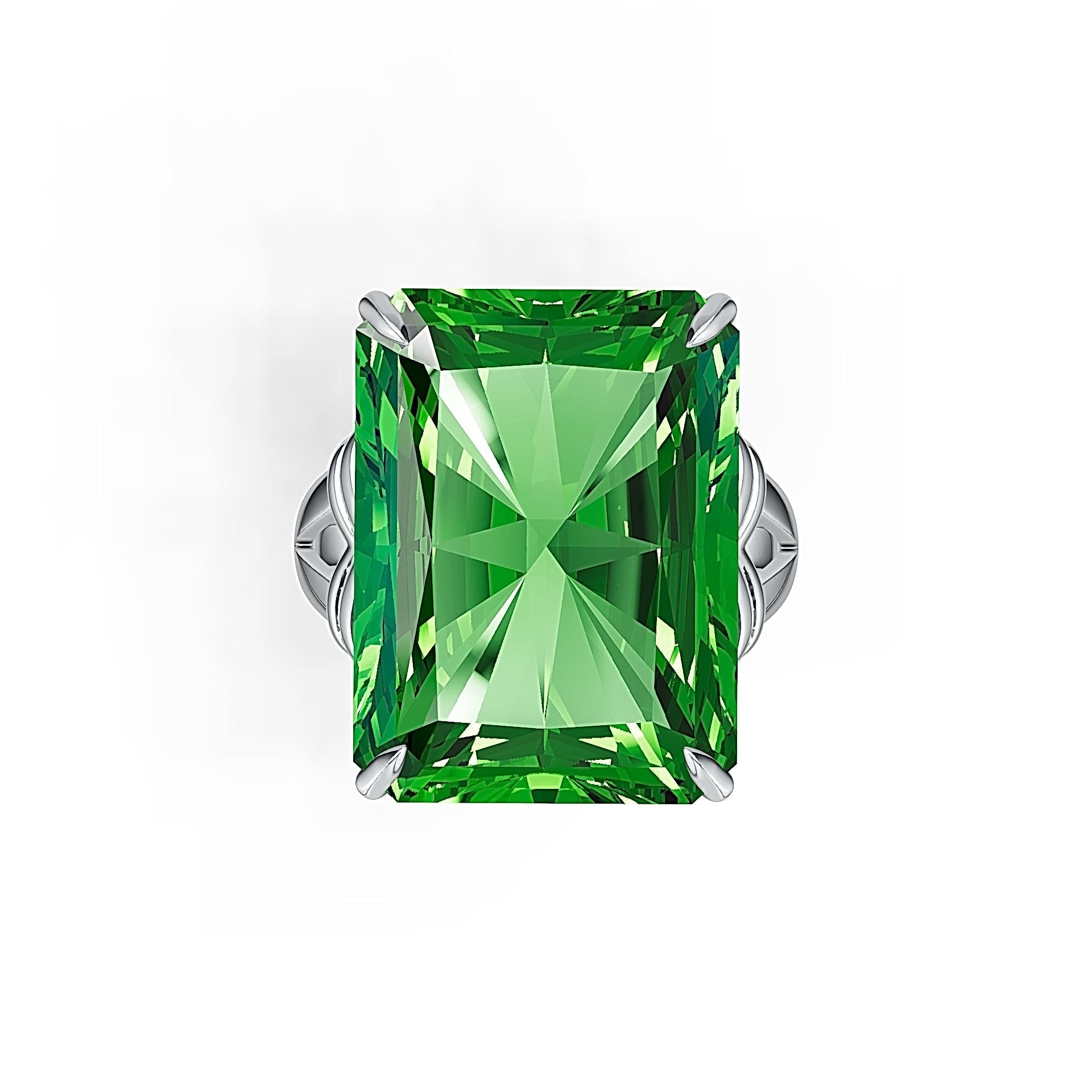 14K Gold Semi Mount Ring Setting Emerald OCT 20X15mm Cocktail Ring Art Nouveau DHJ