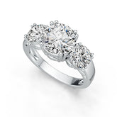 Sterling silver semi mount ring setting for round 9mm and 6.2mm stones, 3 stone design, elegant handcrafted jewelry