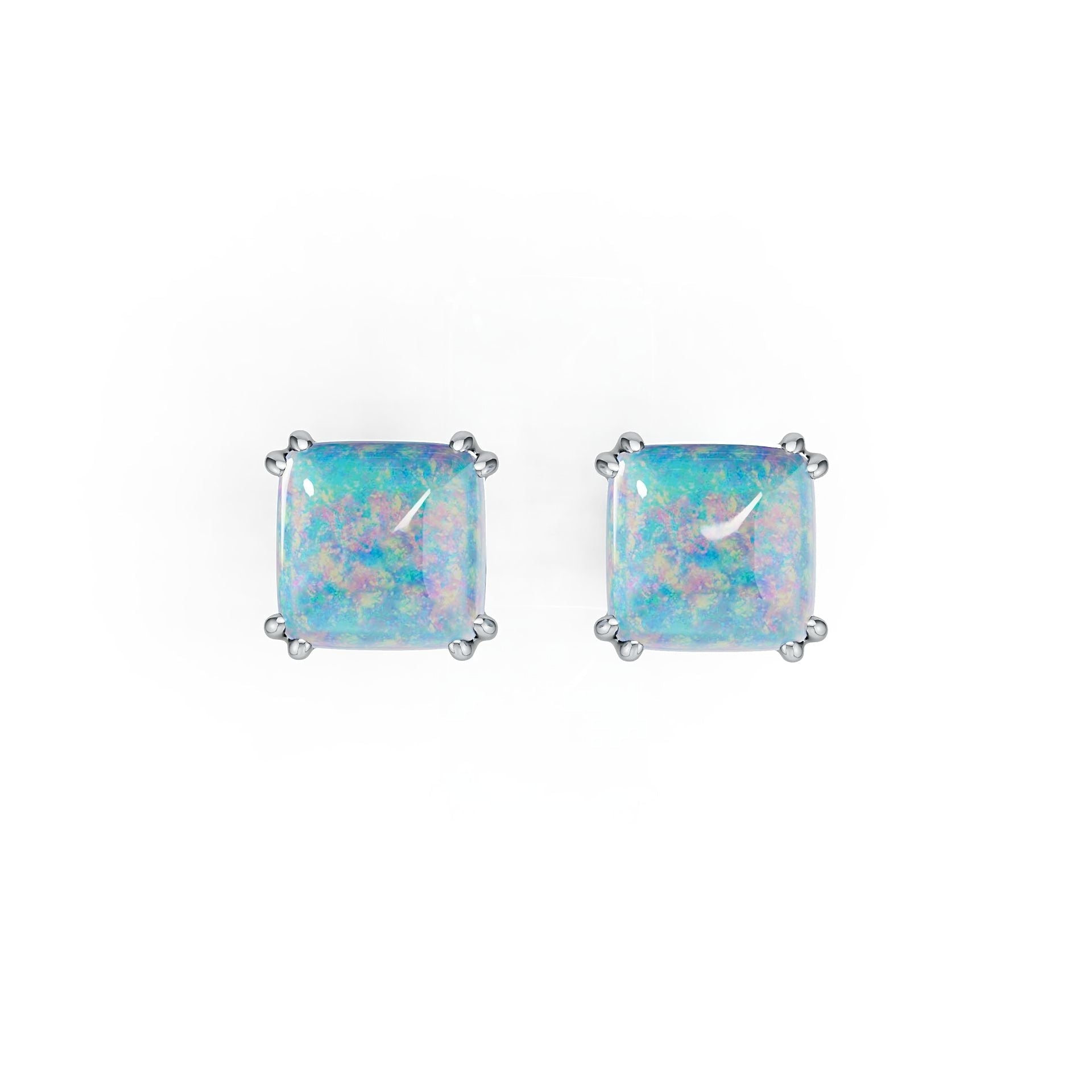 14K Gold Semi Mount Earrings Setting Cushion CU 6X6mm Cabochon DHJ