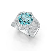 Sterling Silver Semi Mount Ring Setting Round RD 10x10mm with White Topaz or Moissanite DHJ