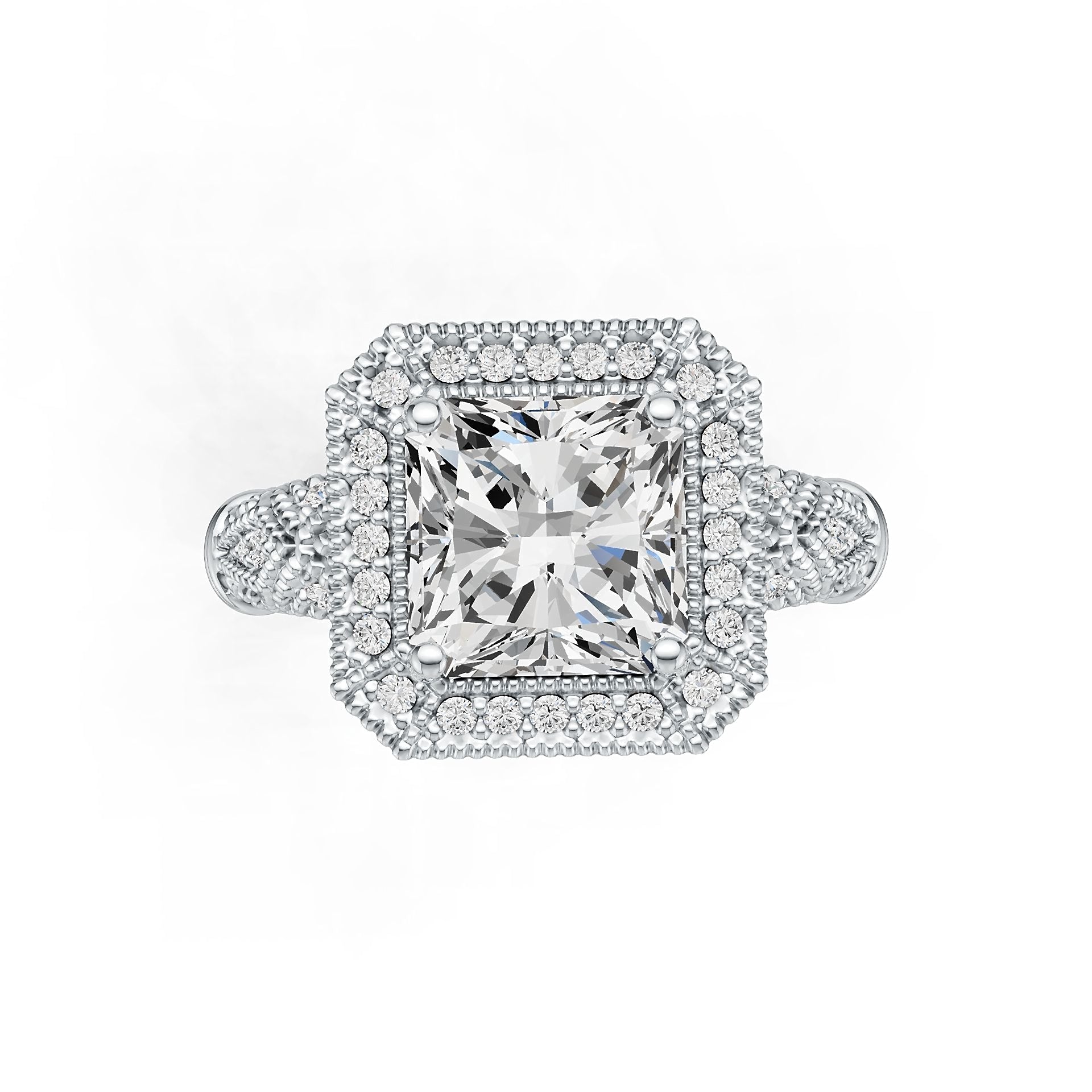 Platinum Semi Mount Ring Setting Emerald OCT 8X8mm Diamond Accent DHJ