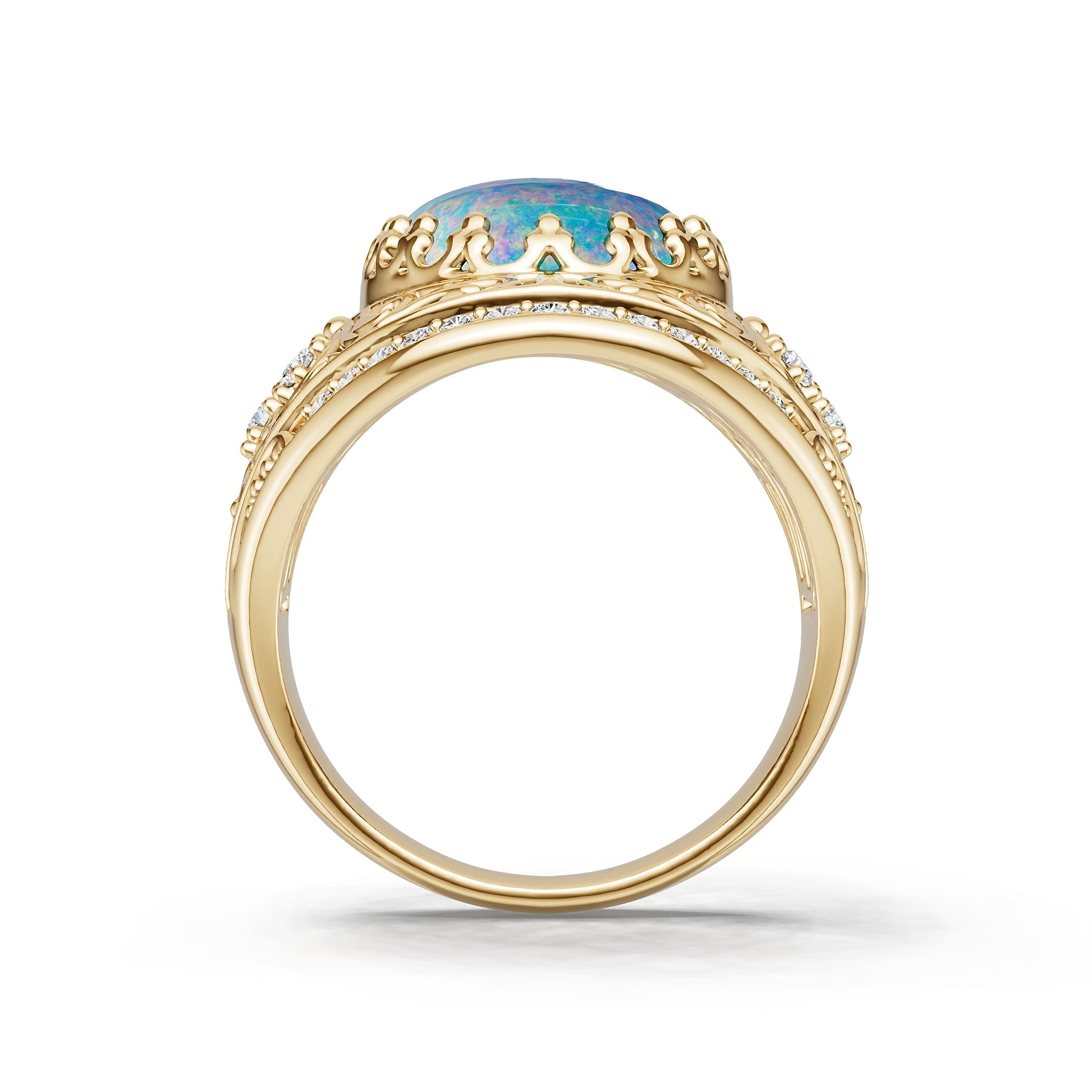 18K Gold Semi Mount Ring Setting Round Ro 17x13mm Syz Jewelry