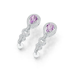 Sterling Silver Semi Mount Earrings Setting Pear PE 9X6mm DHJ