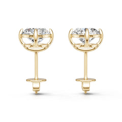 14K Gold Semi Mount Earrings Setting Round Ro 6x6mm Syz Jewelry