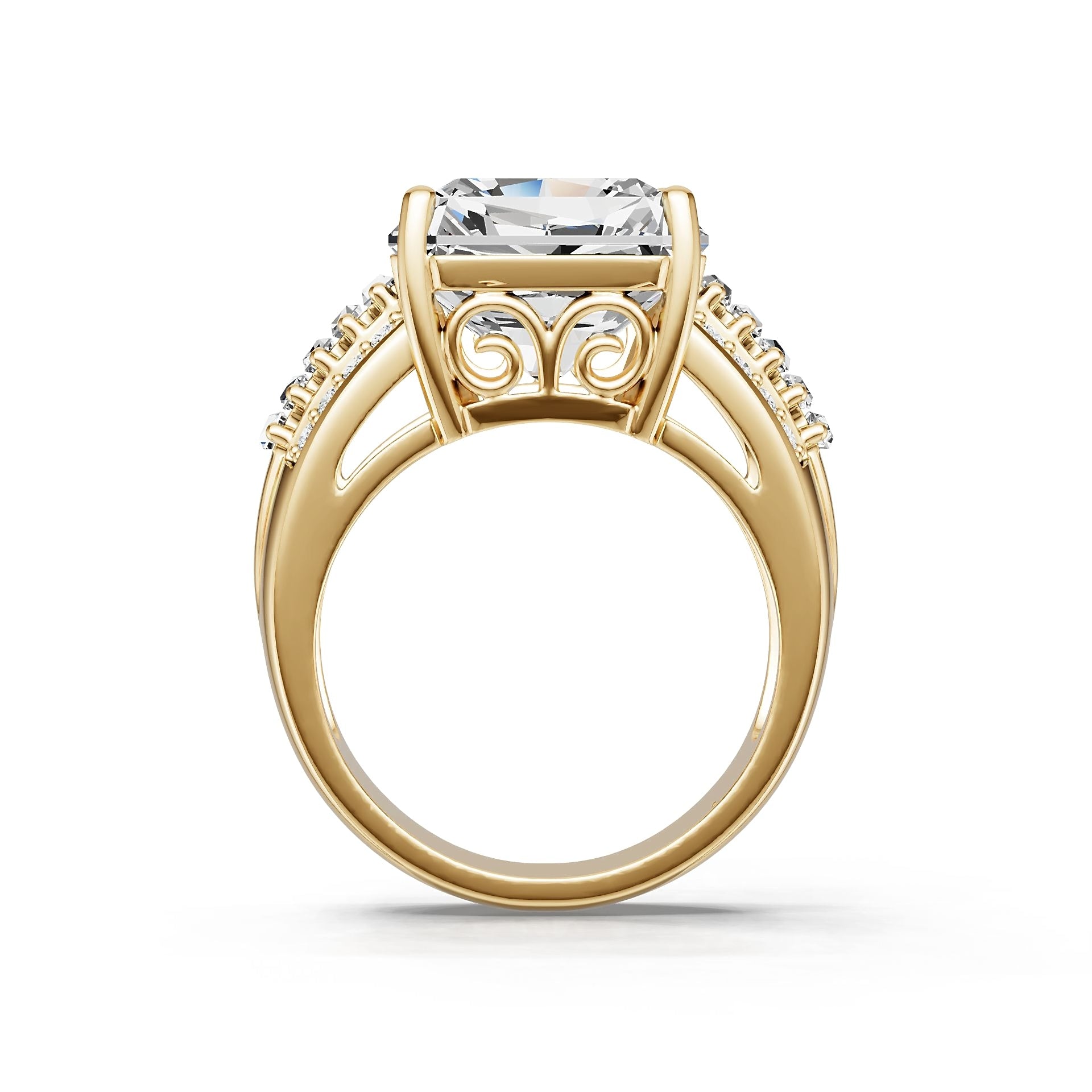 Sterling Silver Semi Mount Ring Setting Emerald OCT 12X12mm White Topaz Accents Syzjewelry