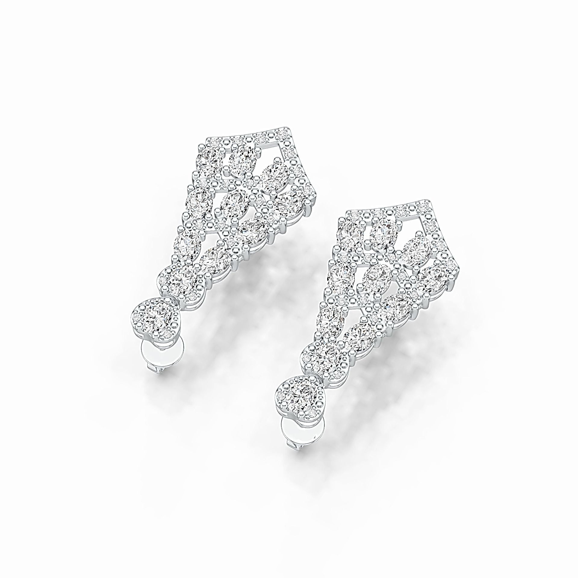 Sterling Silver Earrings Chandelier Style with White Topaz or Moissanite Syzjewelry