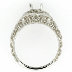 Art Deco Style 18K Gold Semi Mount Ring Setting Oval OV 6x4mm Syzjewelry