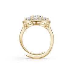 10K Gold Semi Mount Ring Setting Round Ro 6x4mm Moissanite Accent Syz Jewelry