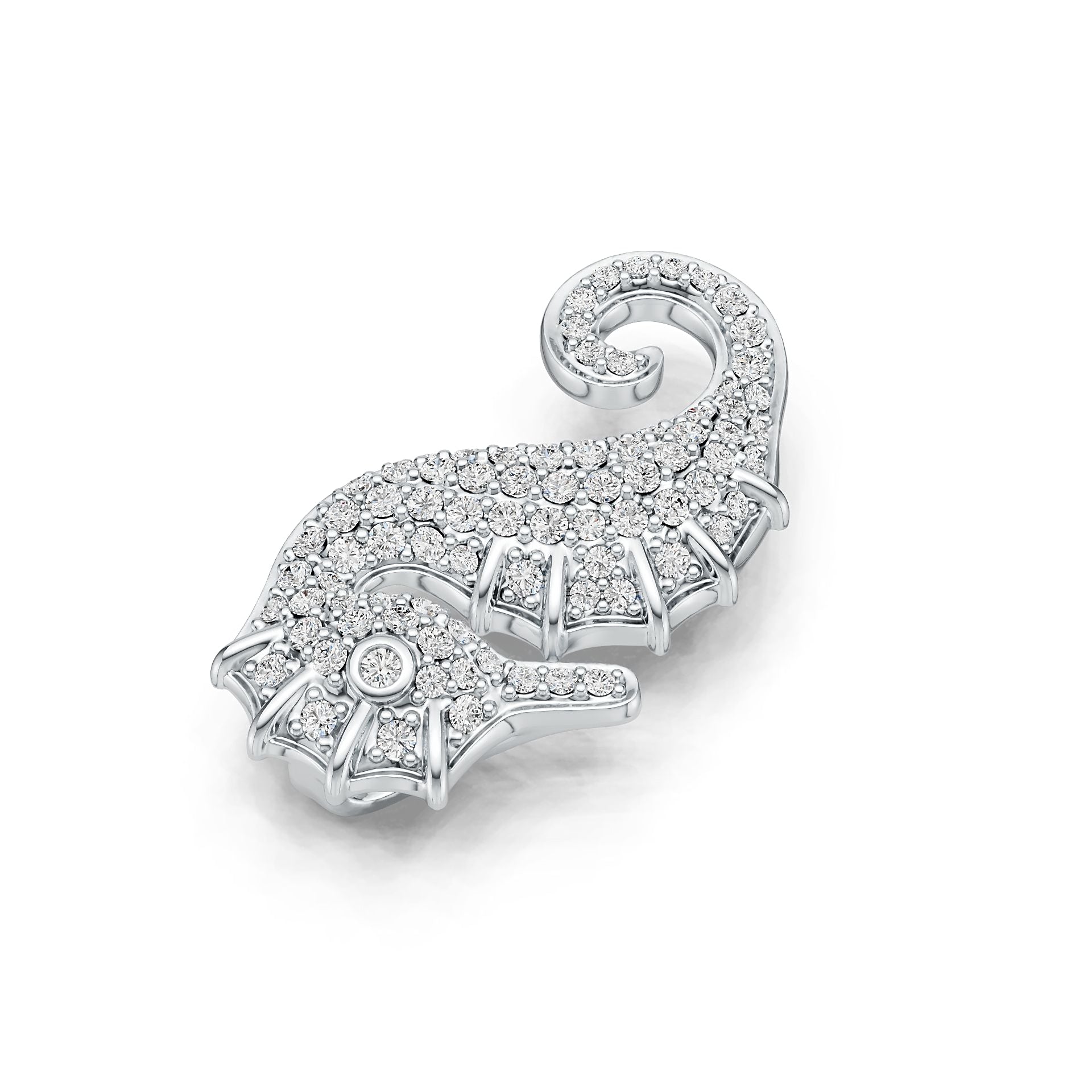 Sterling Silver Pendant Seahorse Theme with White Topaz or Moissanite DHJ