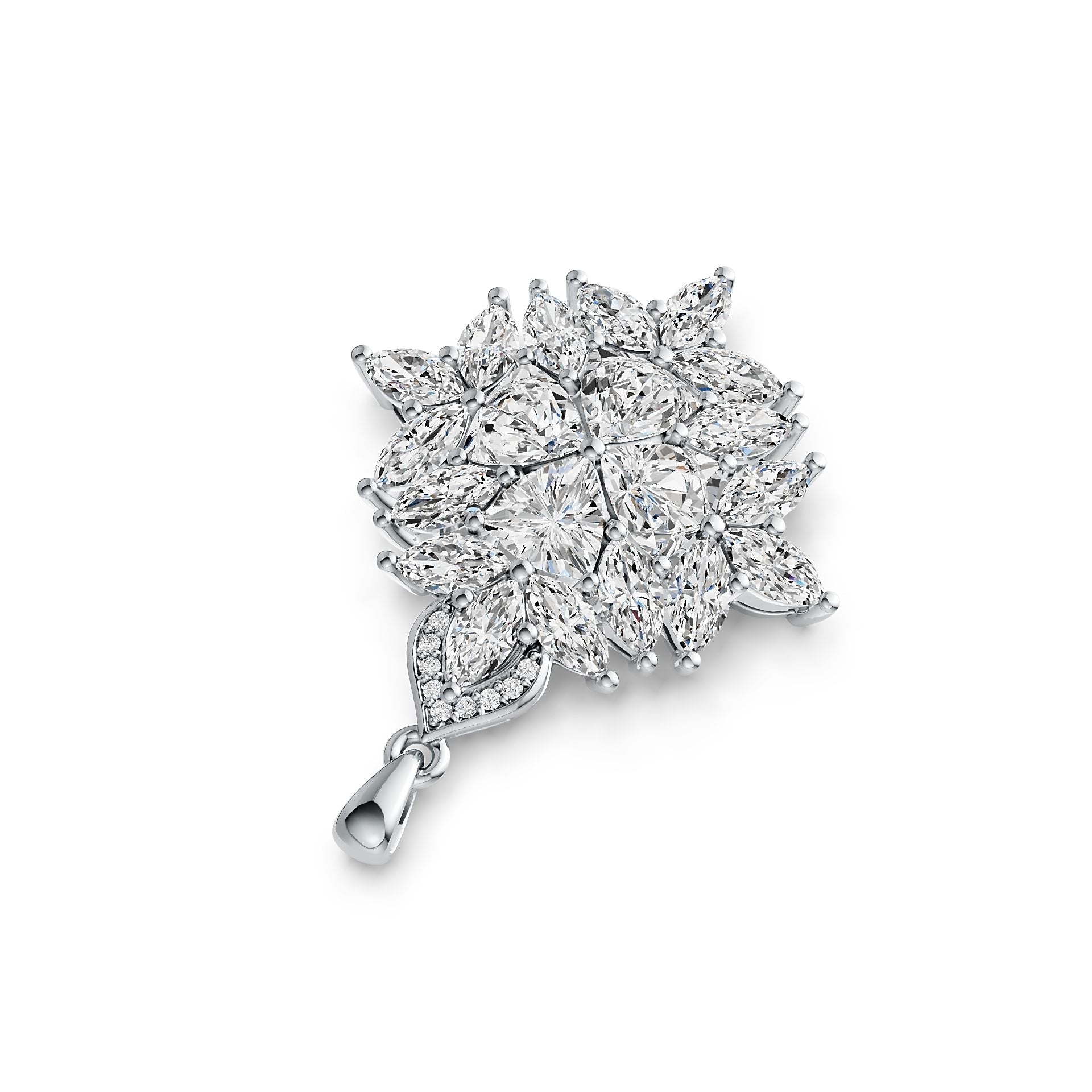 18K Gold Semi Mount Pendant Setting Trillion TR 6X6mm MQ 6X3mm Diamond Accent DHJ