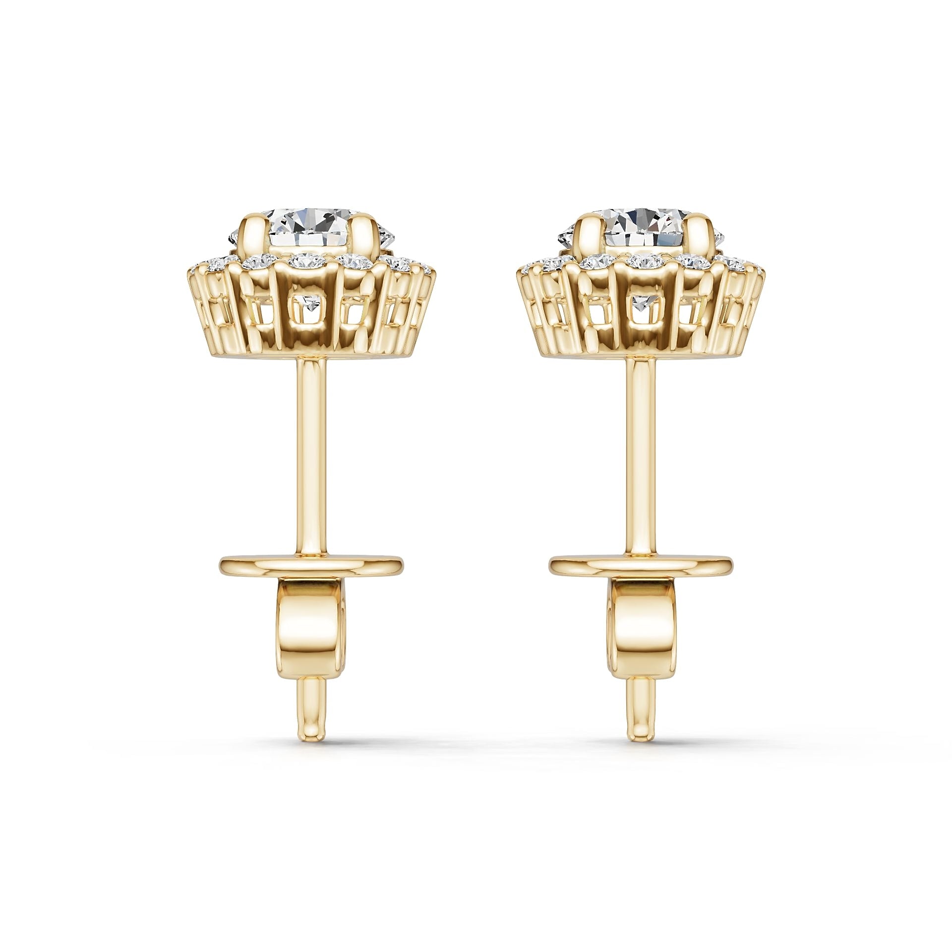 10K Gold Semi Mount Earrings Setting Round Ro 5x5mm Moissanite Accent Syz Jewelry